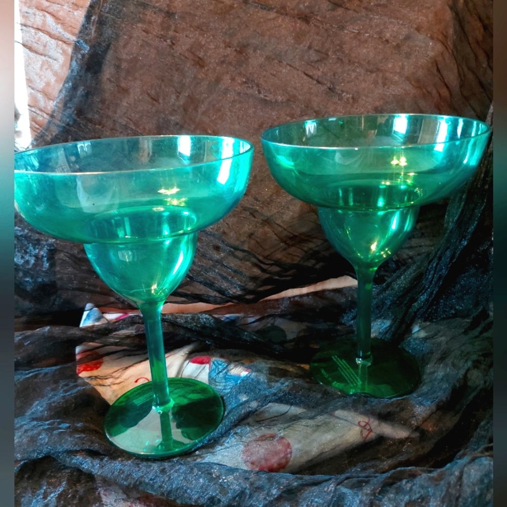 Set of 2 Green Margarita Glasses